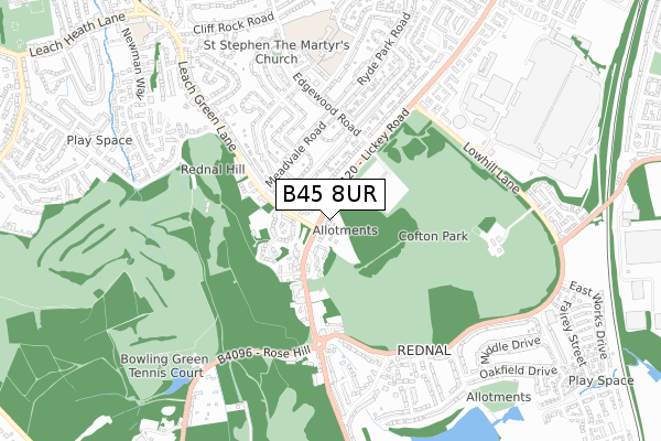 B45 8UR map - small scale - OS Open Zoomstack (Ordnance Survey)