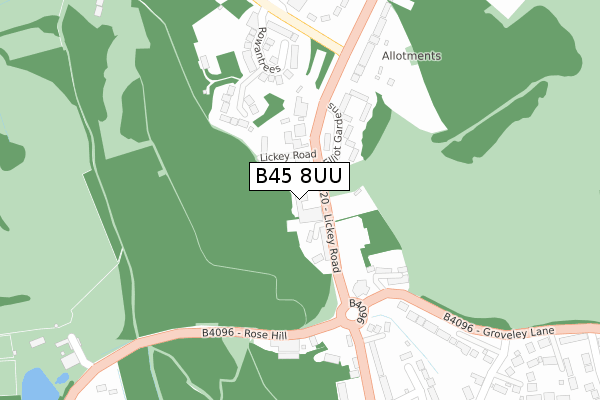 B45 8UU map - large scale - OS Open Zoomstack (Ordnance Survey)