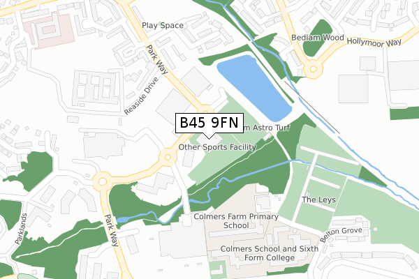 B45 9FN map - large scale - OS Open Zoomstack (Ordnance Survey)