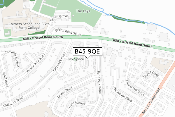 B45 9QE map - large scale - OS Open Zoomstack (Ordnance Survey)