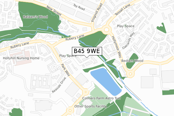 B45 9WE map - large scale - OS Open Zoomstack (Ordnance Survey)