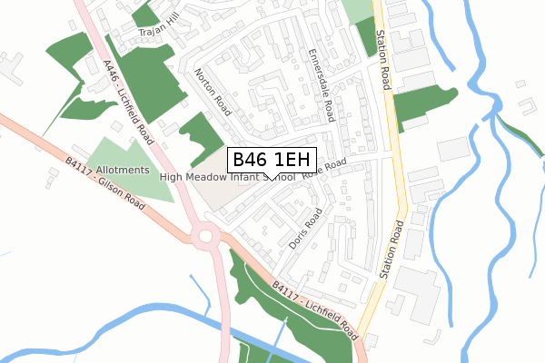 B46 1EH map - large scale - OS Open Zoomstack (Ordnance Survey)