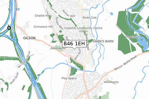 B46 1EH map - small scale - OS Open Zoomstack (Ordnance Survey)