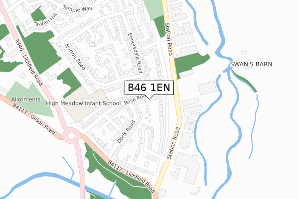 B46 1EN map - large scale - OS Open Zoomstack (Ordnance Survey)