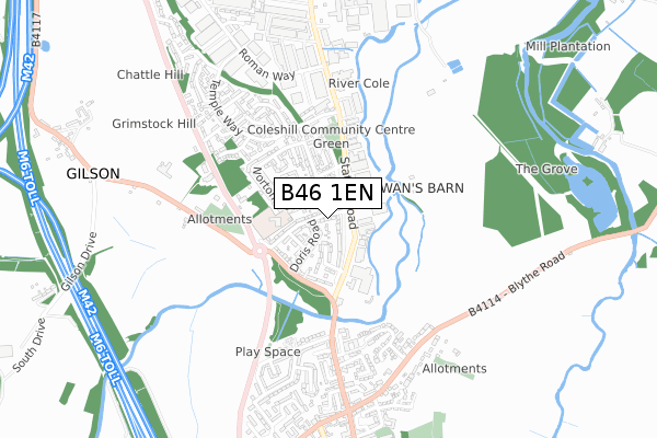 B46 1EN map - small scale - OS Open Zoomstack (Ordnance Survey)