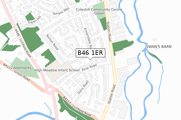 B46 1ER map - large scale - OS Open Zoomstack (Ordnance Survey)