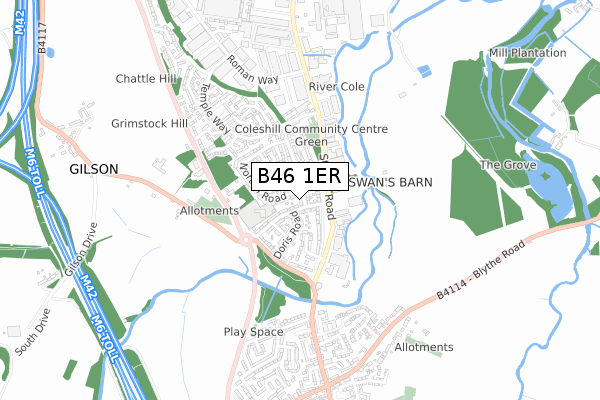 B46 1ER map - small scale - OS Open Zoomstack (Ordnance Survey)