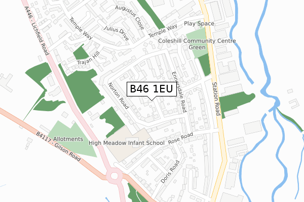 B46 1EU map - large scale - OS Open Zoomstack (Ordnance Survey)