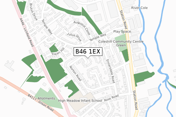 B46 1EX map - large scale - OS Open Zoomstack (Ordnance Survey)