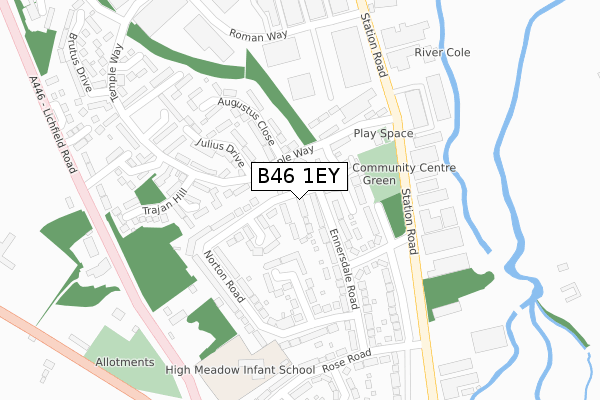 B46 1EY map - large scale - OS Open Zoomstack (Ordnance Survey)