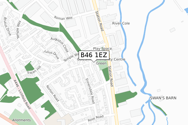 B46 1EZ map - large scale - OS Open Zoomstack (Ordnance Survey)