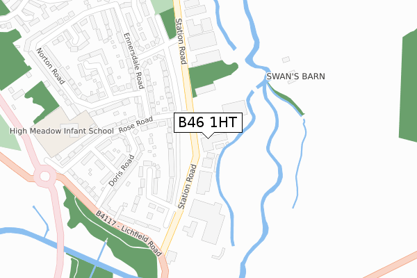 B46 1HT map - large scale - OS Open Zoomstack (Ordnance Survey)