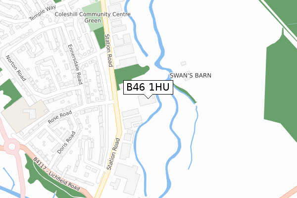 B46 1HU map - large scale - OS Open Zoomstack (Ordnance Survey)