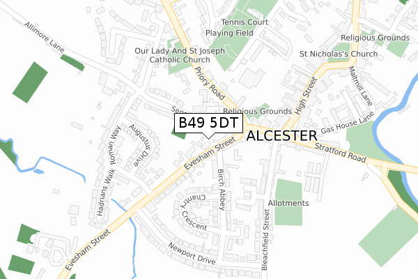 B49 5DT map - large scale - OS Open Zoomstack (Ordnance Survey)