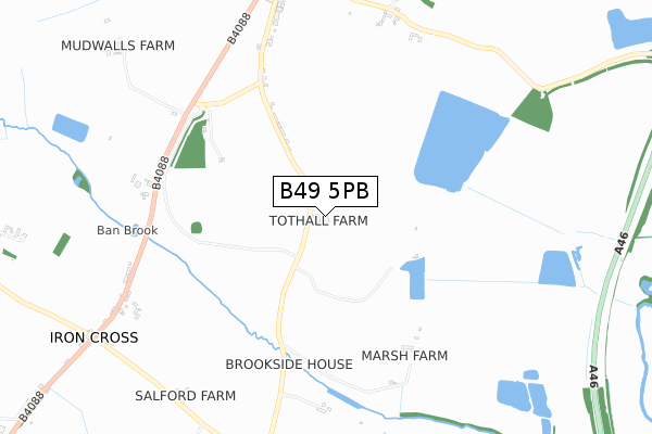 B49 5PB map - small scale - OS Open Zoomstack (Ordnance Survey)