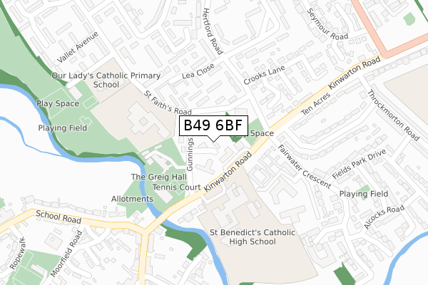 B49 6BF map - large scale - OS Open Zoomstack (Ordnance Survey)