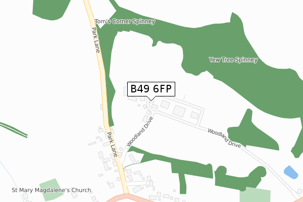 B49 6FP map - large scale - OS Open Zoomstack (Ordnance Survey)