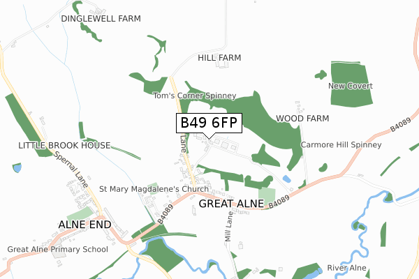 B49 6FP map - small scale - OS Open Zoomstack (Ordnance Survey)