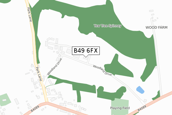 B49 6FX map - large scale - OS Open Zoomstack (Ordnance Survey)
