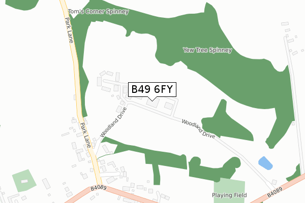 B49 6FY map - large scale - OS Open Zoomstack (Ordnance Survey)