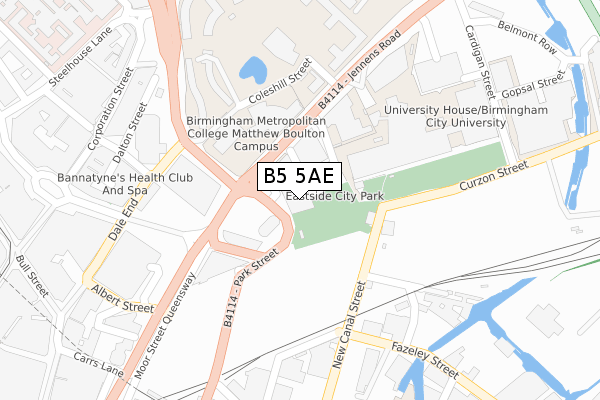 B5 5AE map - large scale - OS Open Zoomstack (Ordnance Survey)