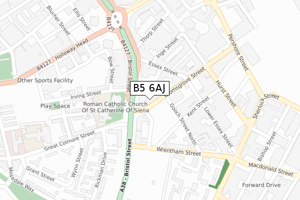 B5 6AJ map - large scale - OS Open Zoomstack (Ordnance Survey)