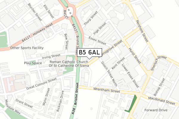 B5 6AL map - large scale - OS Open Zoomstack (Ordnance Survey)