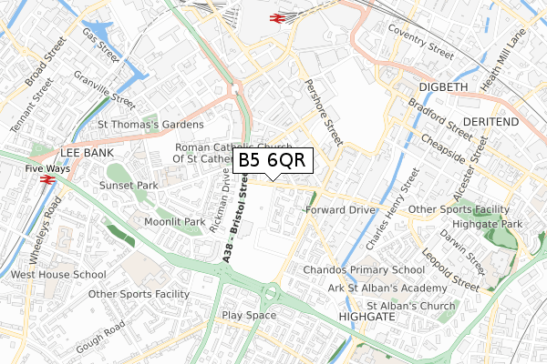B5 6QR map - small scale - OS Open Zoomstack (Ordnance Survey)