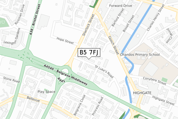 B5 7FJ map - large scale - OS Open Zoomstack (Ordnance Survey)