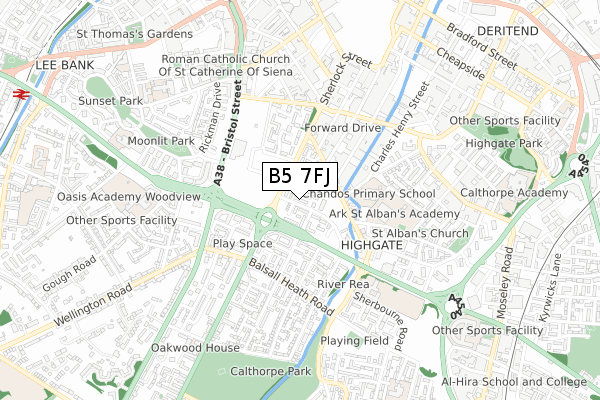 B5 7FJ map - small scale - OS Open Zoomstack (Ordnance Survey)