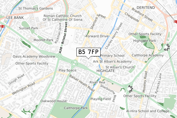 B5 7FP map - small scale - OS Open Zoomstack (Ordnance Survey)