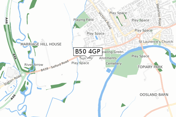 B50 4GP map - small scale - OS Open Zoomstack (Ordnance Survey)