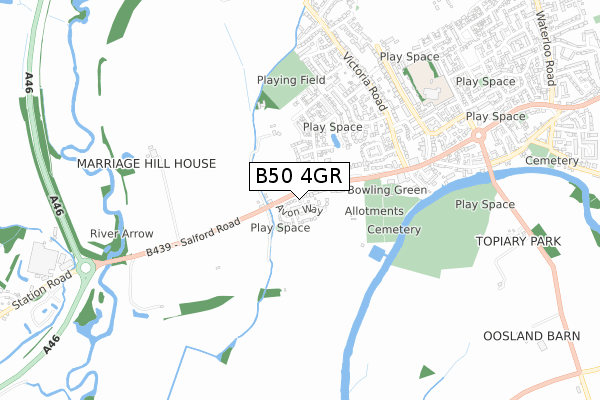 B50 4GR map - small scale - OS Open Zoomstack (Ordnance Survey)