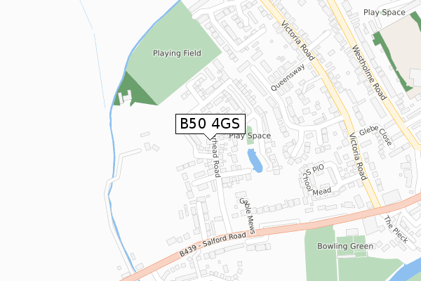 B50 4GS map - large scale - OS Open Zoomstack (Ordnance Survey)