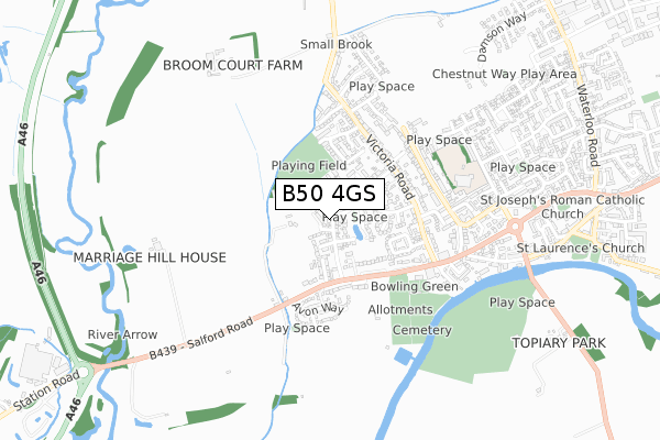 B50 4GS map - small scale - OS Open Zoomstack (Ordnance Survey)