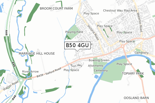 B50 4GU map - small scale - OS Open Zoomstack (Ordnance Survey)