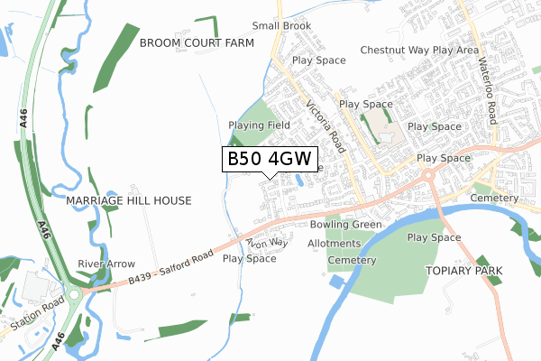 B50 4GW map - small scale - OS Open Zoomstack (Ordnance Survey)