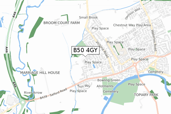 B50 4GY map - small scale - OS Open Zoomstack (Ordnance Survey)