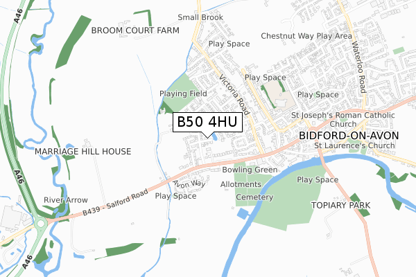 B50 4HU map - small scale - OS Open Zoomstack (Ordnance Survey)