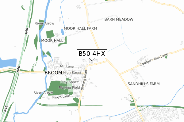 B50 4HX map - small scale - OS Open Zoomstack (Ordnance Survey)