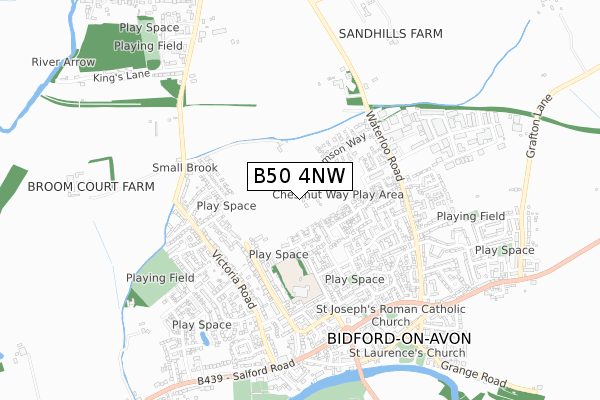 B50 4NW map - small scale - OS Open Zoomstack (Ordnance Survey)