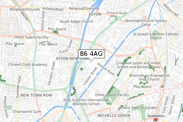 B6 4AG map - small scale - OS Open Zoomstack (Ordnance Survey)