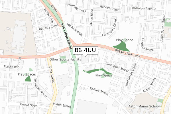 B6 4UU map - large scale - OS Open Zoomstack (Ordnance Survey)