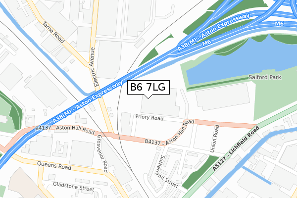 B6 7LG map - large scale - OS Open Zoomstack (Ordnance Survey)