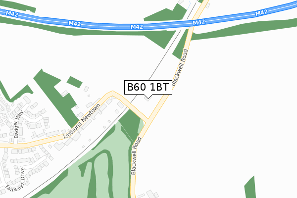 B60 1BT map - large scale - OS Open Zoomstack (Ordnance Survey)