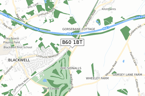 B60 1BT map - small scale - OS Open Zoomstack (Ordnance Survey)
