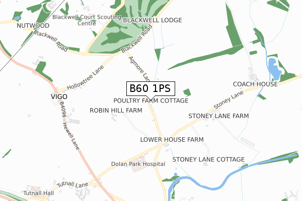 B60 1PS map - small scale - OS Open Zoomstack (Ordnance Survey)