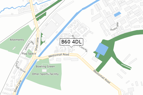 B60 4DL map - large scale - OS Open Zoomstack (Ordnance Survey)