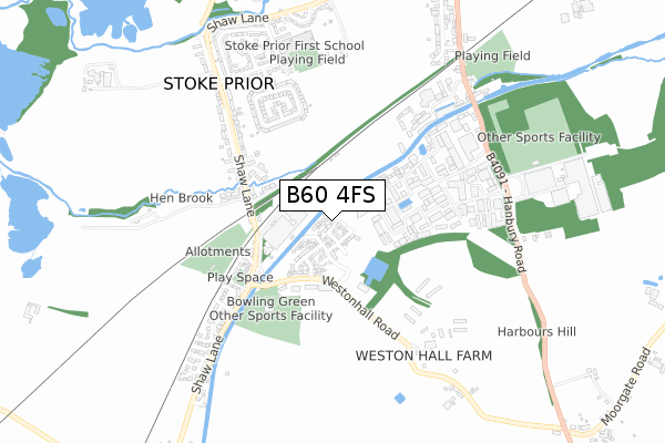 B60 4FS map - small scale - OS Open Zoomstack (Ordnance Survey)