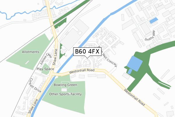 B60 4FX map - large scale - OS Open Zoomstack (Ordnance Survey)